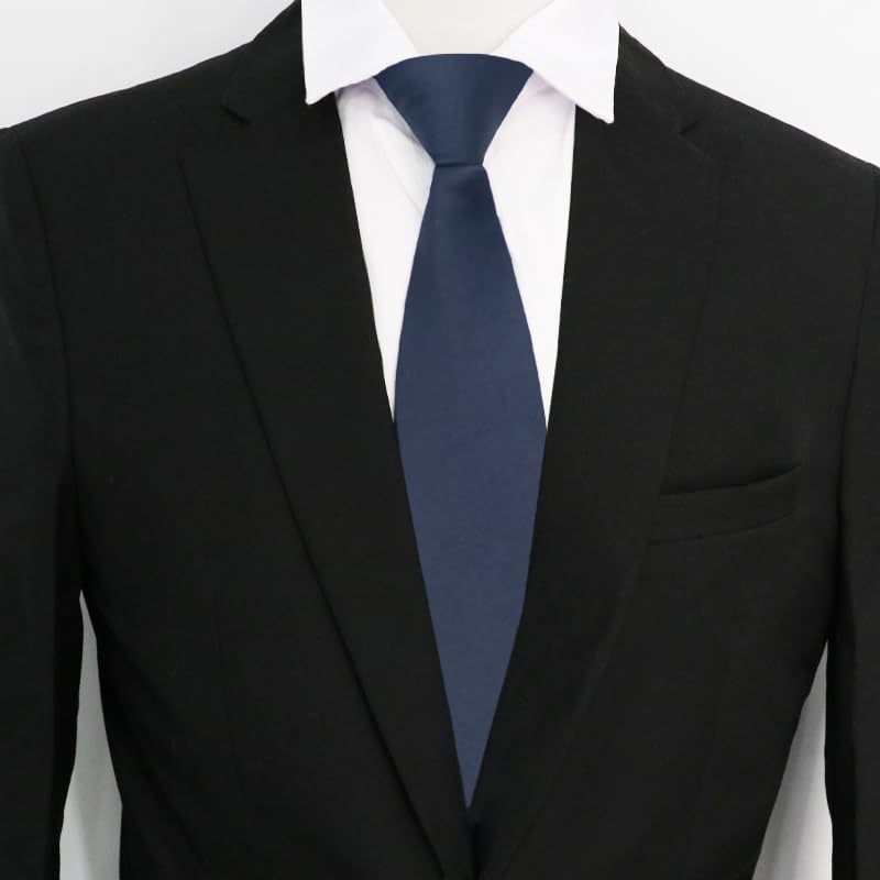 Men's Tie, BlackNavy, Formal Wear, Stylish, Suitable for Weddings, Parties, and Other Occasions (Navy Blue)