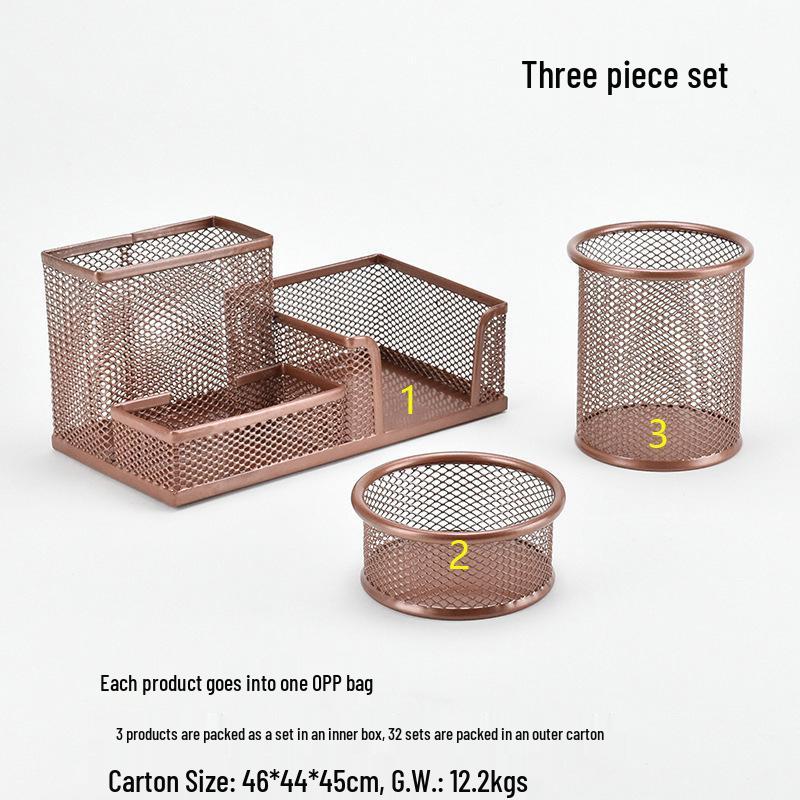 Iron Mesh Multifunctional Pen Holder - Creative Desktop Stationery Organizer for Office & Student Use