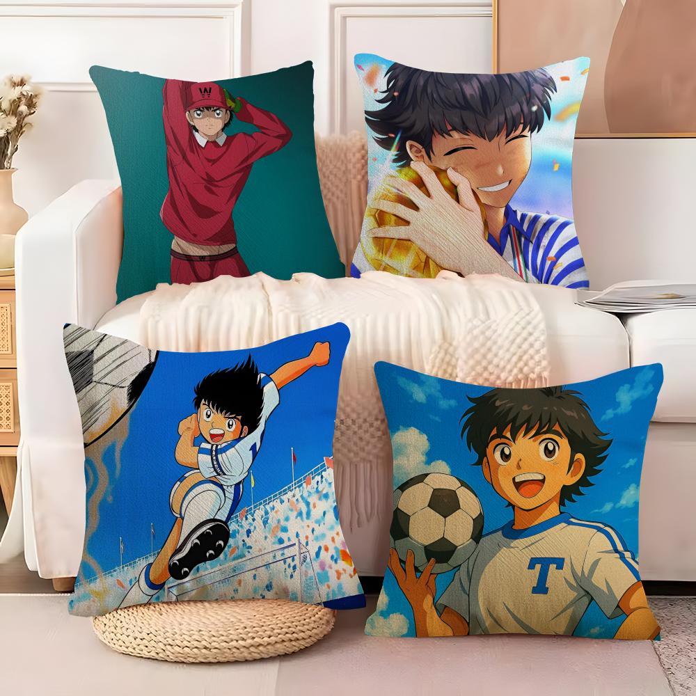 Anime CCaptain Tsubasa Cushion Cover Soft Plush Fabric DoubleSided Printed Sofa Cushion Cover for All Seasons Home Decor Gift