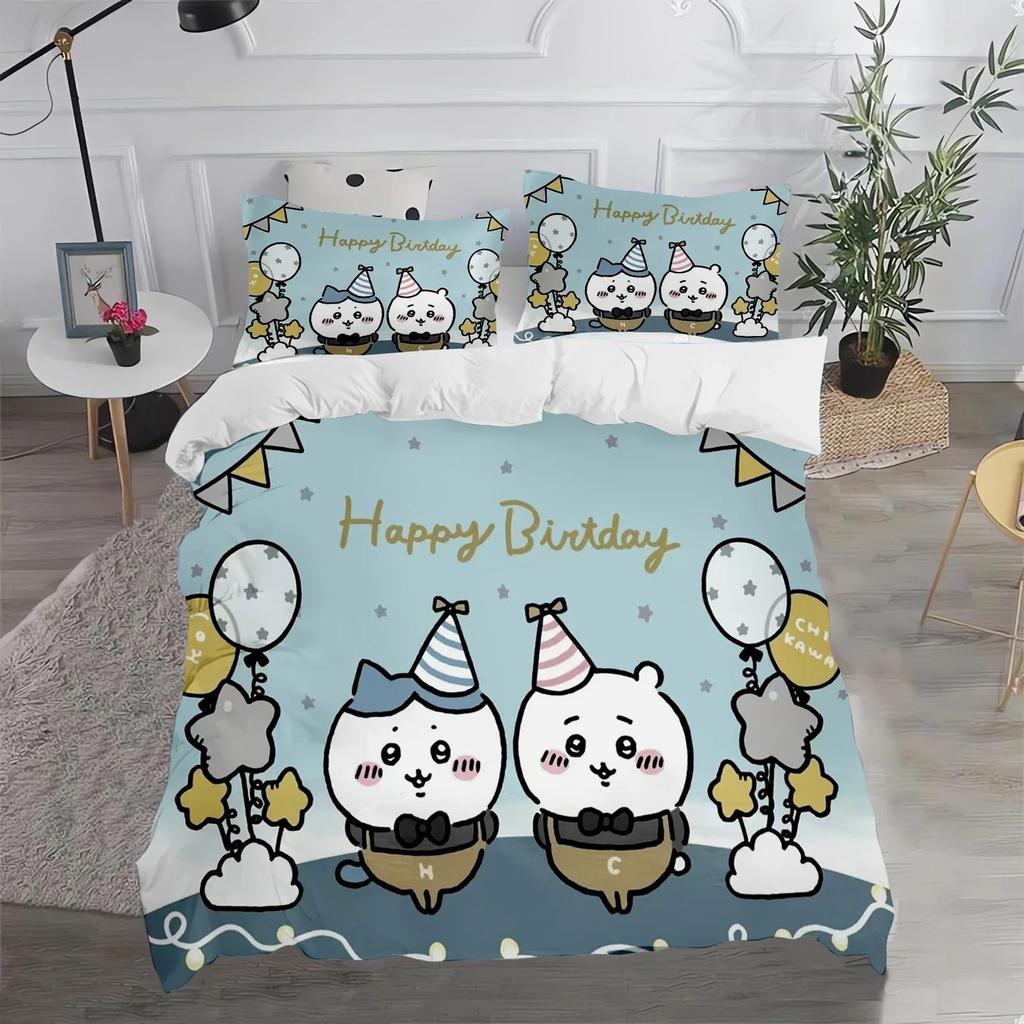 Ensemble Housse de Couette Confortable en Polyester Motif Dessin Animé Avec Housse de Couette et Taies d'Oreiller Tailles King Queen Twin Pour Garçons Filles et Enfants