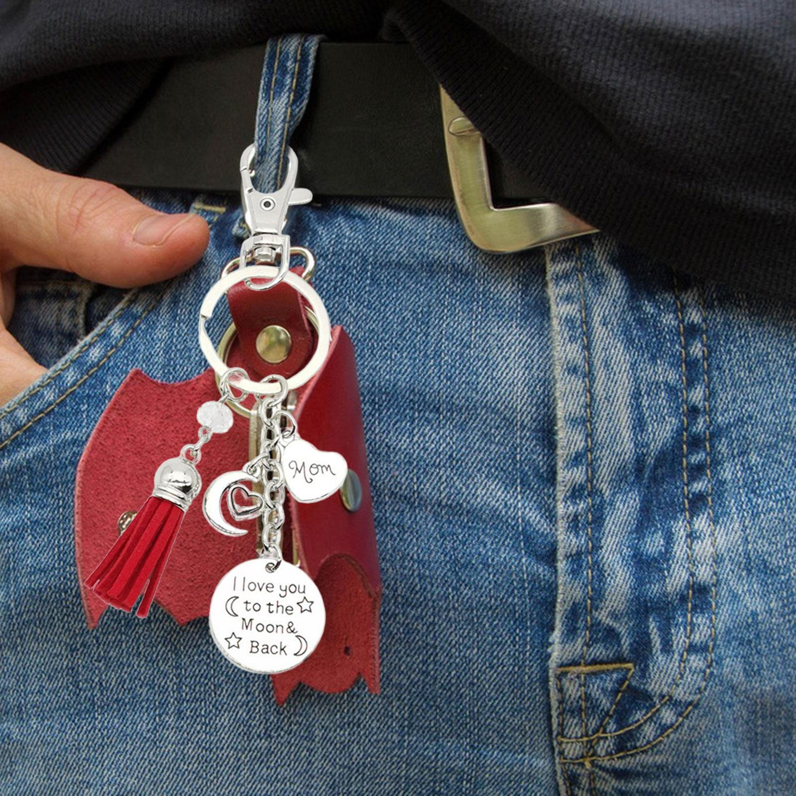 

Брелок для ключей для папы и мамы, подвеска «Я люблю тебя до Луны», металлический брелок в форме сердца для сумки Mom