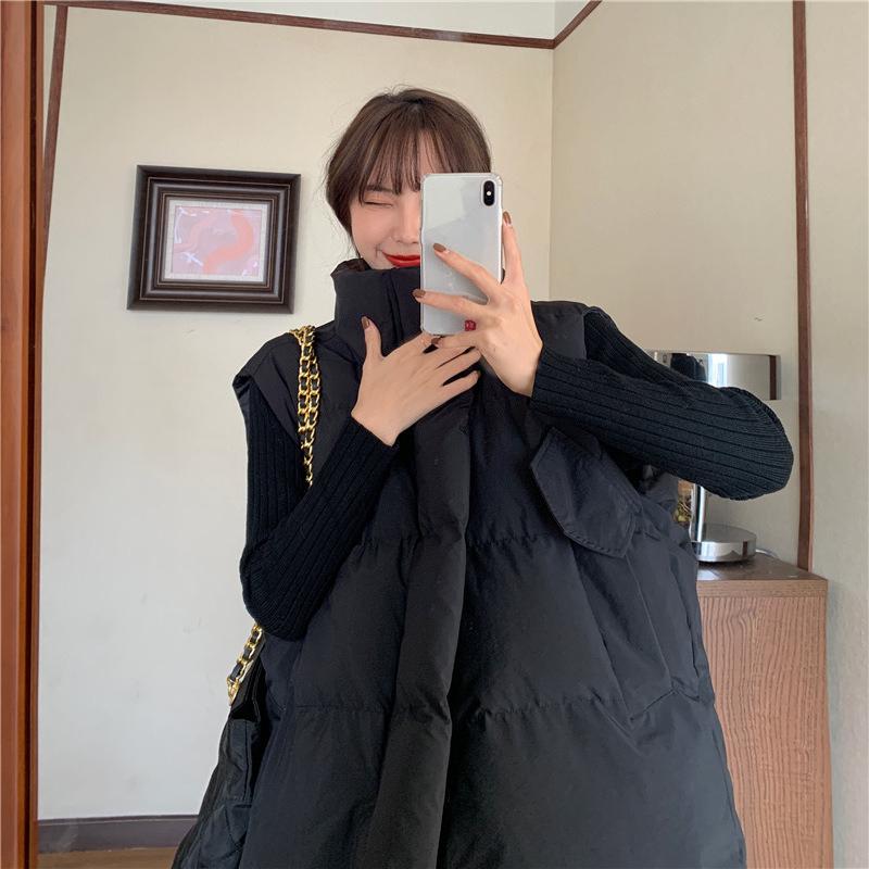 

New Fluffy Bread Suit Vest Women s Short Korean Version High Neck Loose Sleeveless Vest Jacket XL