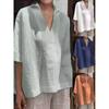 Large Loose V-neck Mid Sleeved Top Plus Size Loose V Neck Solid Color Half Sleeves Tops