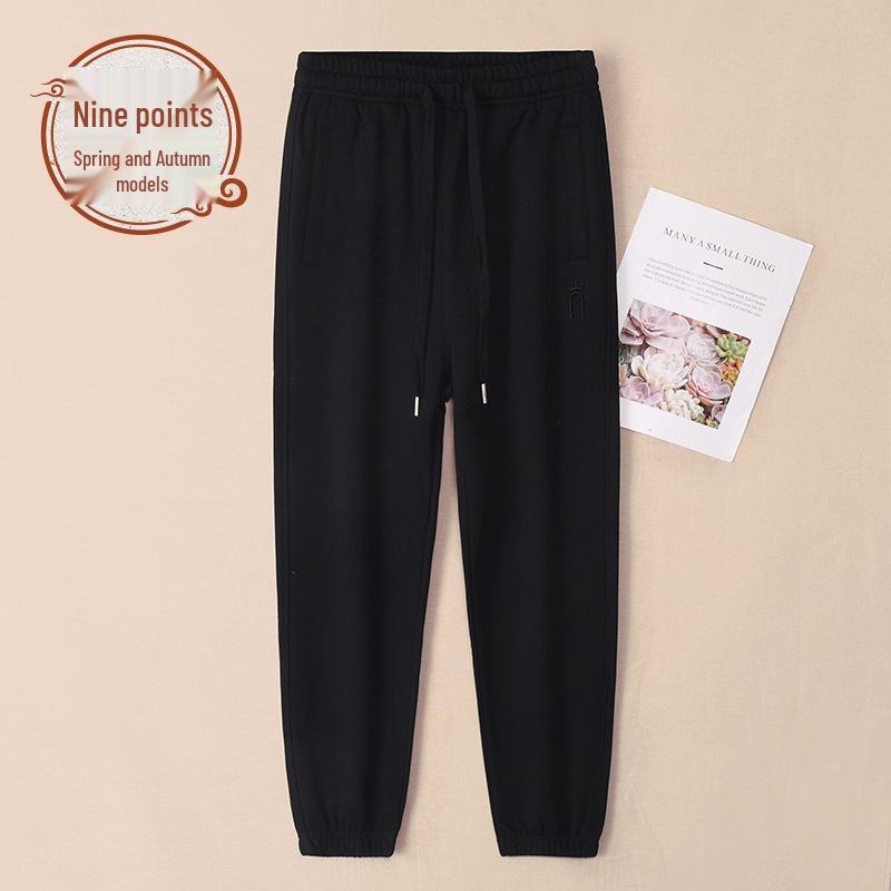 Women's Dark Gray Casual Sweatpants - Plus Size, Pure Cotton, Spring & Autumn 2025 Collection