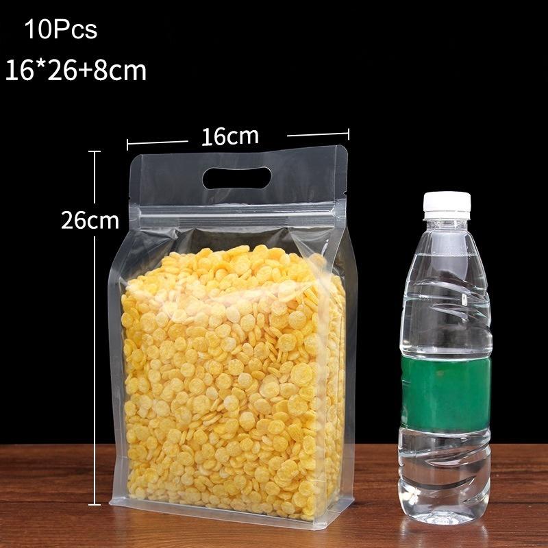 10Pcs Transparent Self Sealing Bag with Handle. Used for Storing Food. Portable Household and Commercial Food Packaging Bags