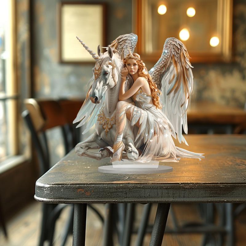 Charming Angel & Unicorn Acrylic Table Card Ornament – Waterproof & Durable