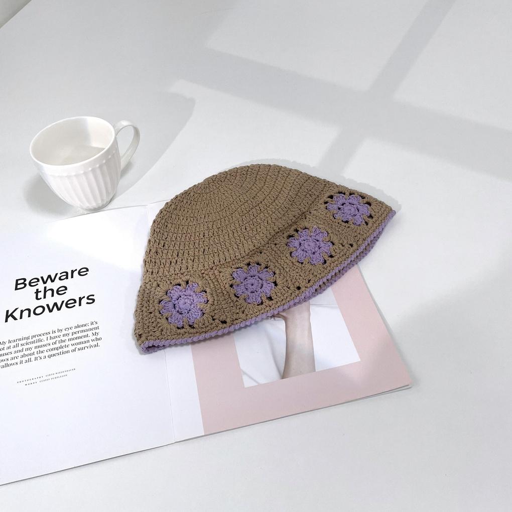 Men's and Women's Daily Bucket Hat Knit Lovely Flower Bucket Hat