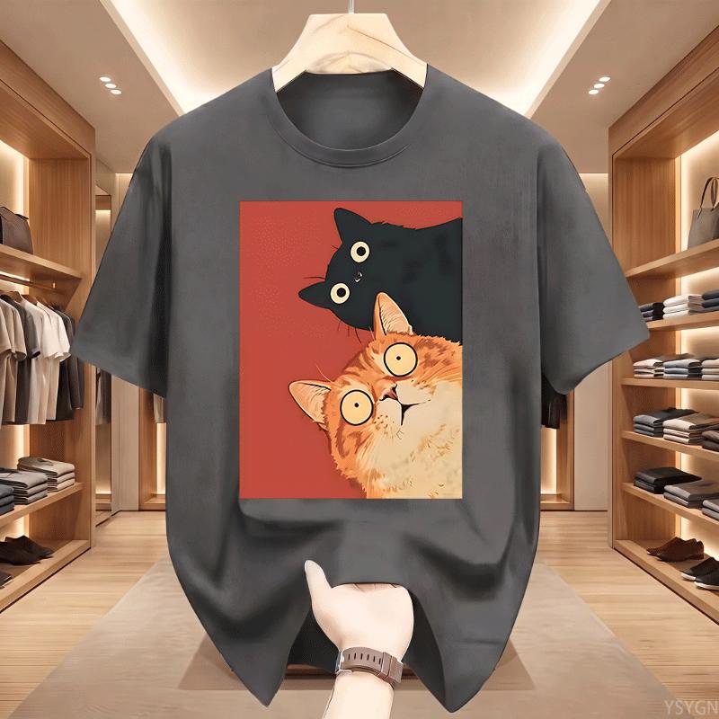 Kawaii Vintage Black Cat Print Tshirt Korean Style Casual Streetwear Cotton T Shirt For Unisex And Unisex Streetwear Basic Tees