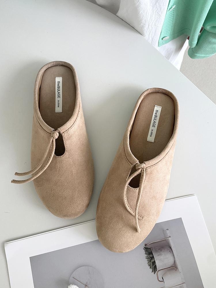 Fashion Suede Women Flats Slippers Designer Bow Mules Shoes Autumn Casual Slingback Shoes New Trend 2025 Walking Cozy Zapatillas Ladies