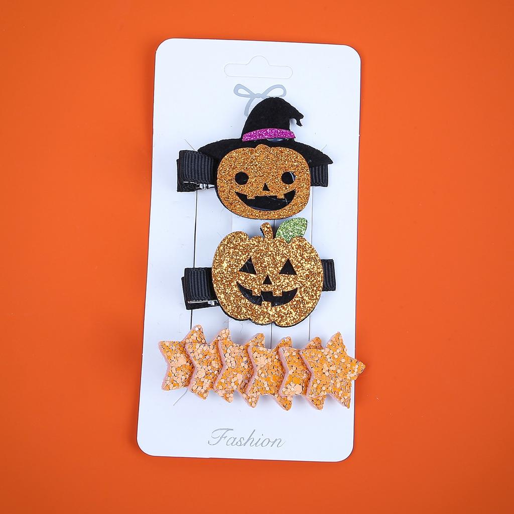 3PCS Halloween Hair Clips Pumpkin Devil Hairpins Girls Star Hairclips Festival Party Cosplay Heart Barrettes Kids Headwear