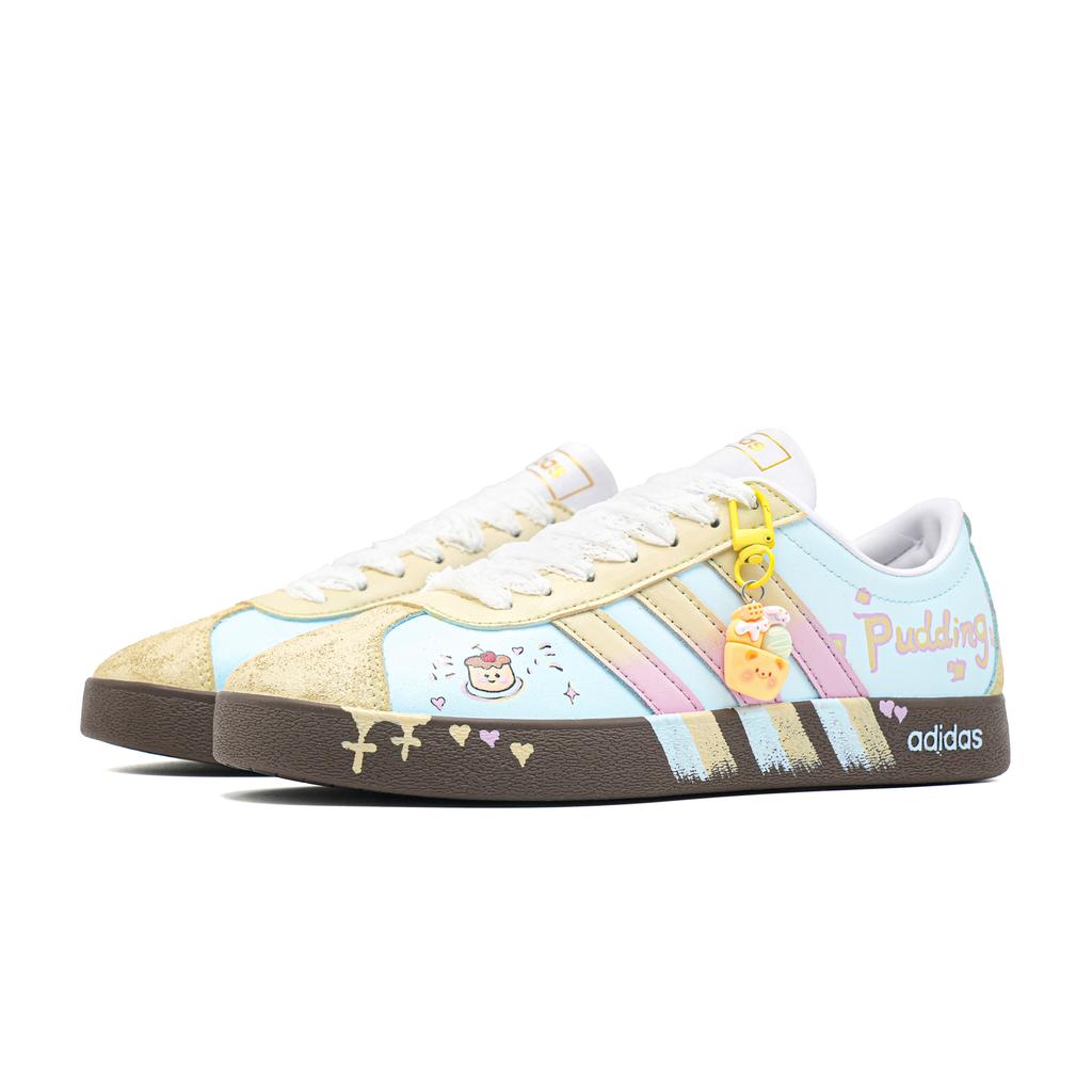 adidas VL COURT 2.0 Sweetheart Pudding Andningsbara Låga Skateboard Skor Dam Blå Gul ID6015(Team965-)