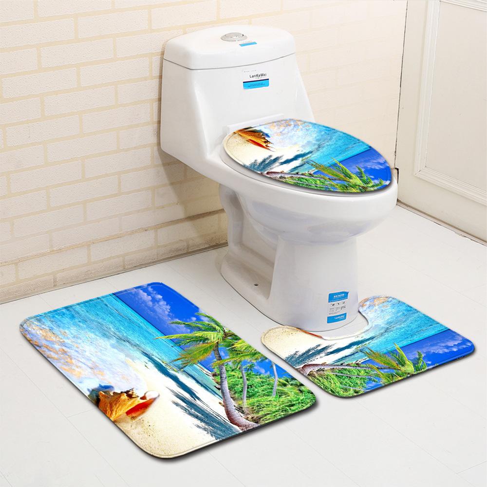 Shell Bathroom Floor Mat Toilet Three-Piece Set