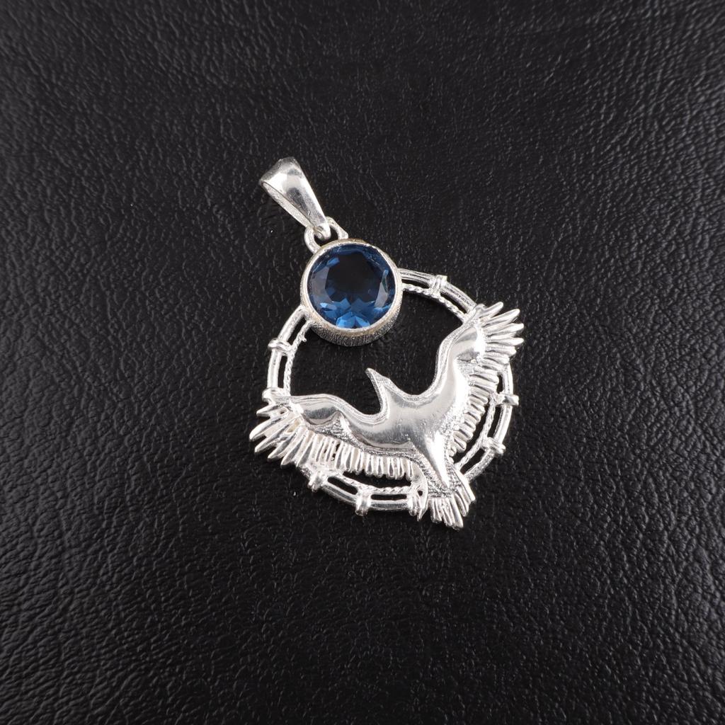 London Blue Topaz Gemstone 925 Sterling Silver Jewelry Pendant1.43"  For Wedding CP-38-16
