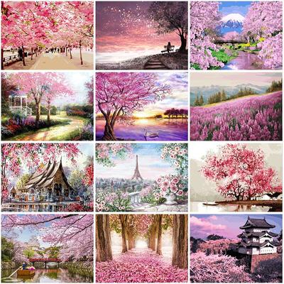 5D Diamond Painting Flower Diamond Embroidery Full Round Rhinestones Art Cherry Blossom Tree Cross Stitch Home Decor Gift