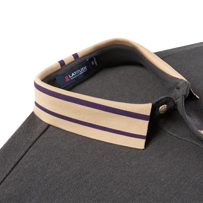 MONTAGUT Men's Pique Cotton Long-Sleeve Polo Shirt