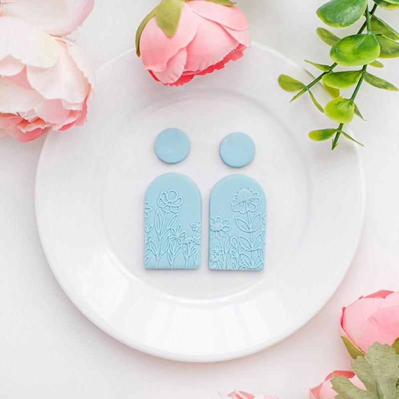 Ergonomic Floral Pattern Clay Embossing Roller For Polymer Jewelry Making Earrings Crafting Supplies Rolling Pin