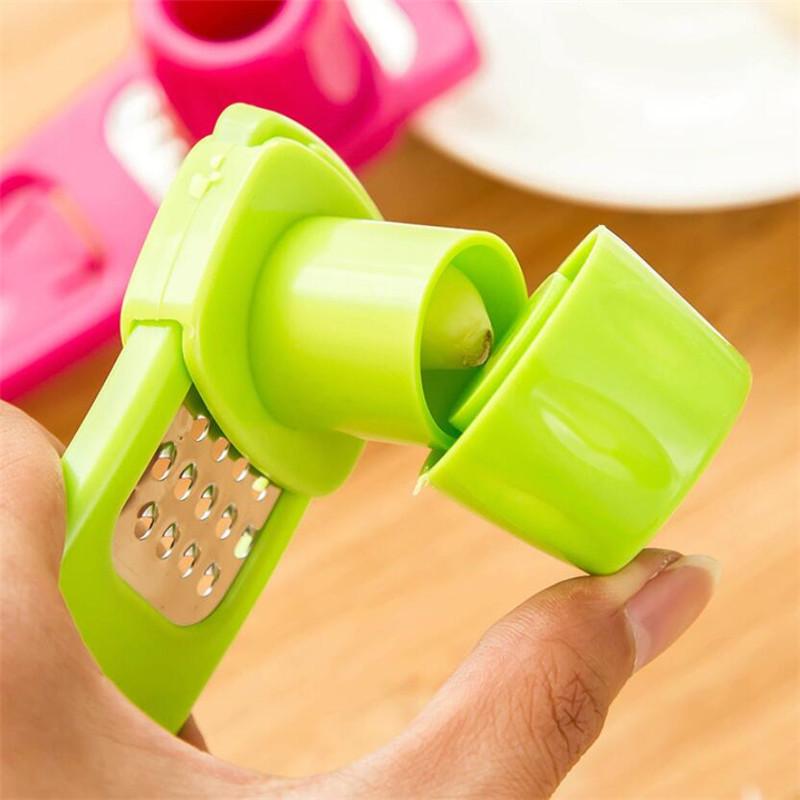 1PC Stainless Steel PP Garlic Presses Ginger Cutter Candy Color Plastic Grinding Tool Kitchen Grater Grinder