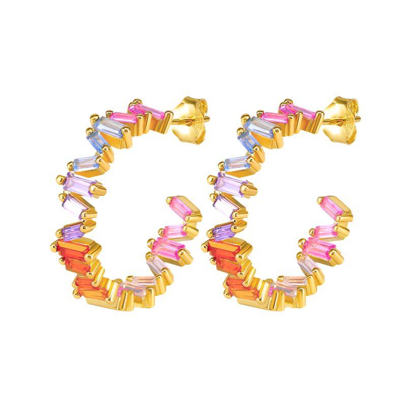 

925 Silver Needle Pink Splicing Zircon Hoop Earrings Luxury Flower Chain Tassel Pendant Stud Earring Women s Jewelry