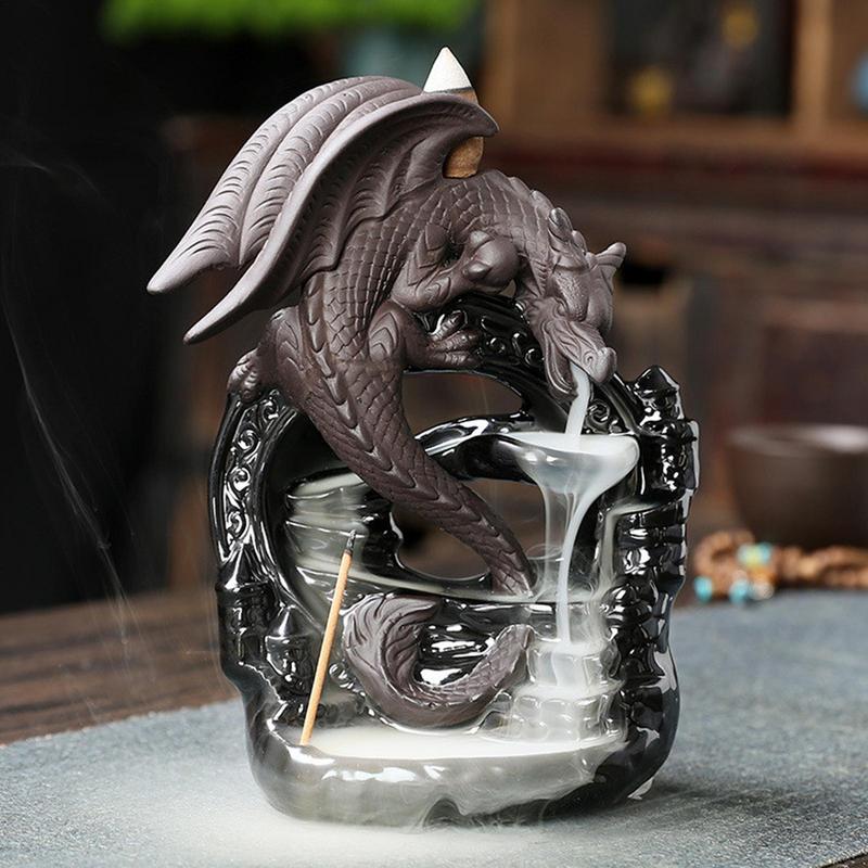 Creative Dragon Waterfall Backflow Incense Burner Pterosaur Home Decor Incense Stick Holder Ceramic Censer Handicrafts