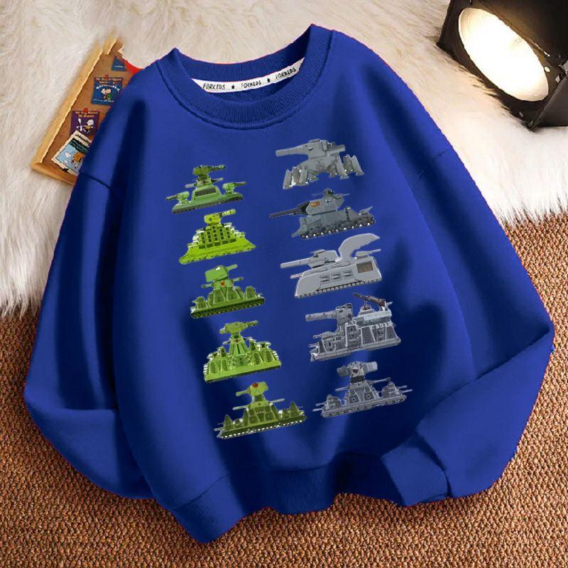 Children's Fashion Tank Sweatshirt for Autumn and Winter, Loose Long-sleeved Sweatshirts for Boys and Girls