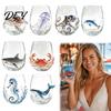 Handcrafted Artistic Glassware Octopus Glass Tumbler, 350ml Stemless Wine Glass, Whale Dolphin Turtle Sea Creature Cup Drinking Cup, for Ocean Lovers