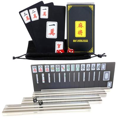 Heizi Mahjong Game with Cards, Mahjong Tiles, Plastic Storage Bag, and 2 Dice, Tabletop Game (Mahjong Cards, Dice, and Card Stand)