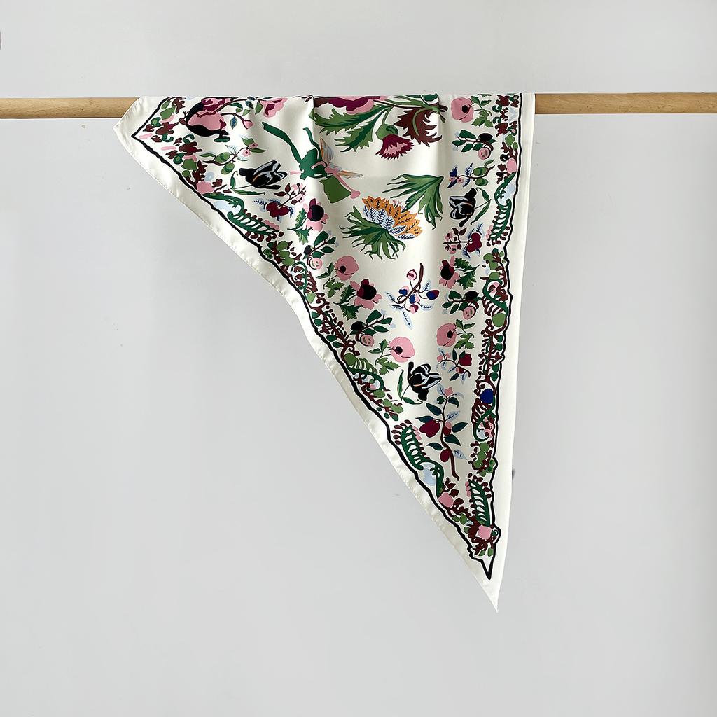 Twill Light Luxury High Sense Simulation Silk Headscarf Waist Triangle Scarf Silk Scarf Multi-Function