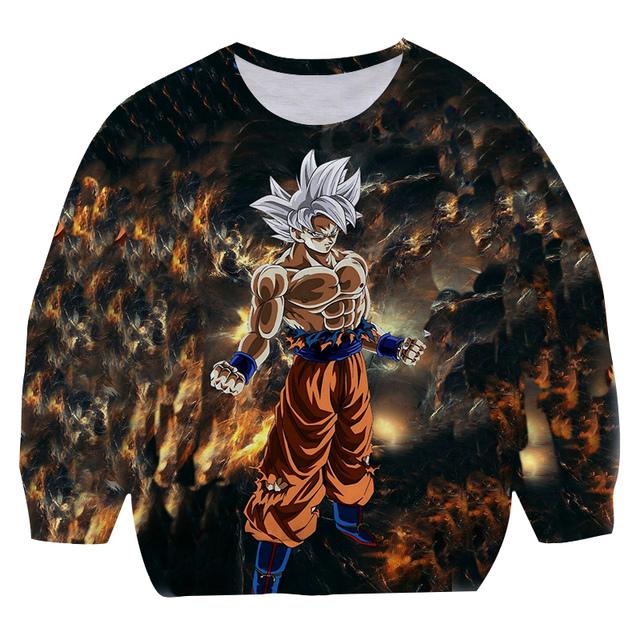 

2025 Дитячі толстовки з круглим вирізом Dragon Ball Z Goku Супер Крутий принт Хараджуку 3D-друк Пуловер для хлопчиків та дівчаток Дитячий одяг Довгий рукав 9-10 Years