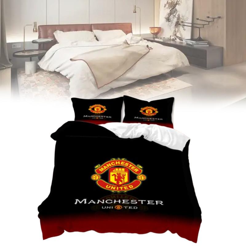 Manchester United Bedding Set With Soft Polyester Fabric For Fans Bedroom Decor