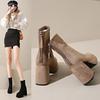 2026 Women's Fashion High-heeled Boots Winter New British Style Soft Sole Anti-slippery Catwalk Versatile Keep Warm Leather Shoe