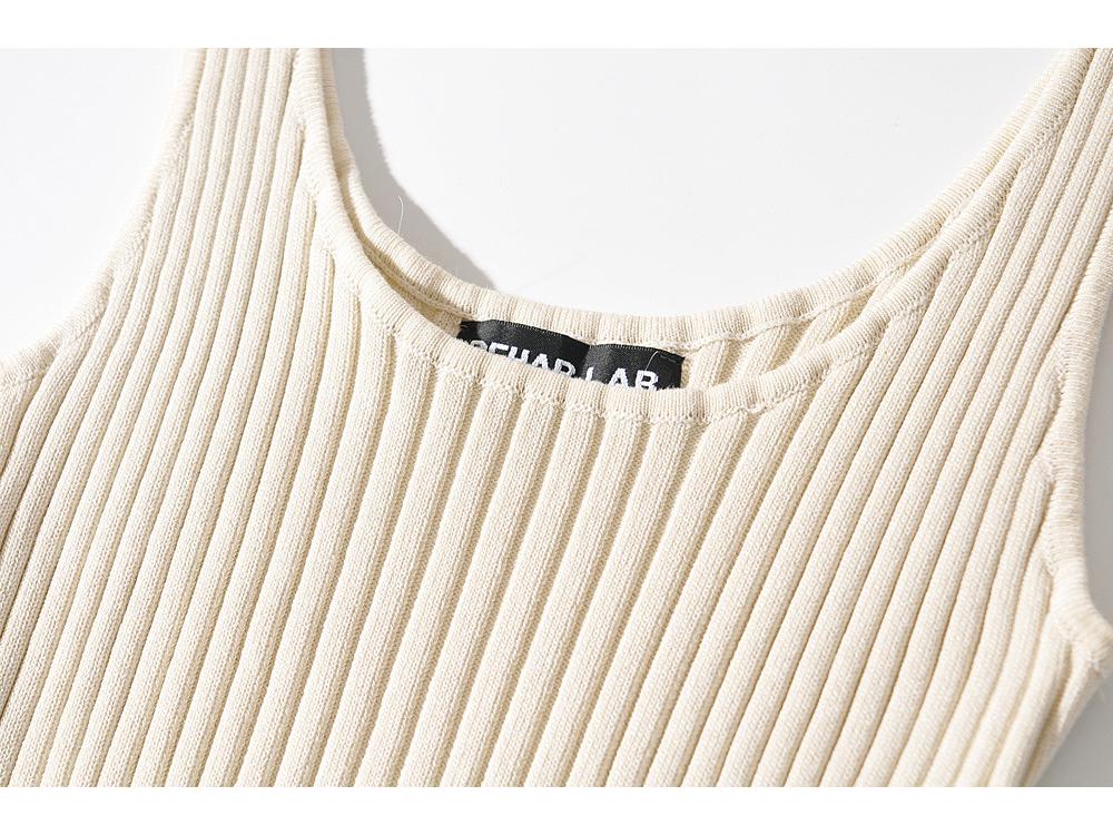 Women's Multi-Color Ribbed Knit Camisole Dress - Slimming, Stretchy, Close-Fitting, Simple Inner Wear