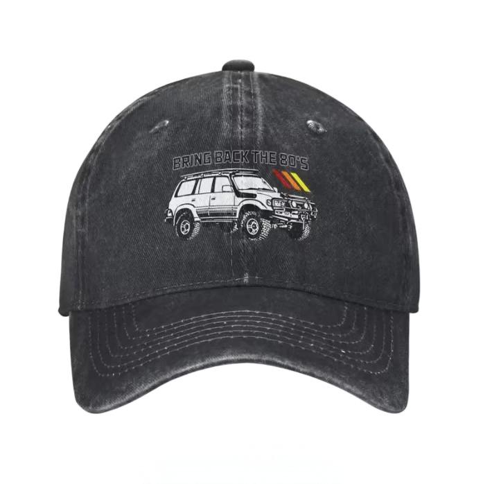 Used 80er Retro Offroad SUV Print Gewaschene Baumwolle Baseballkappe