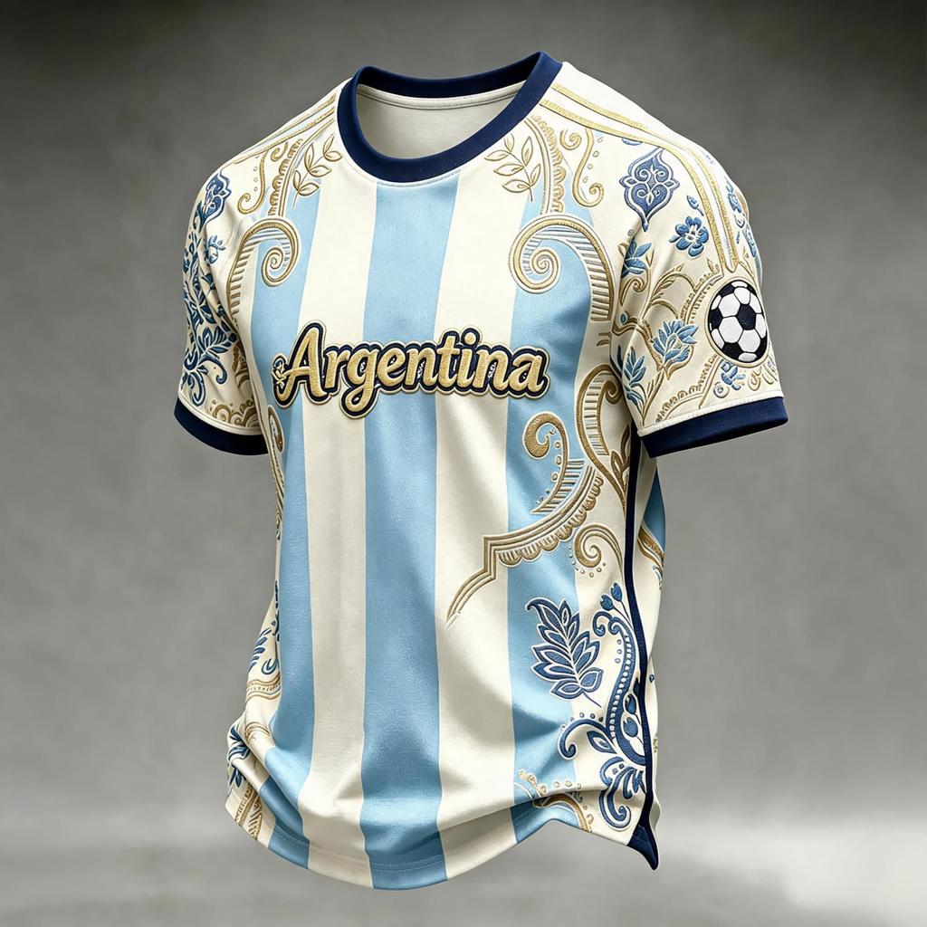 Men's Neck Short Sleeve Soccer Fan T-Shirt for Day