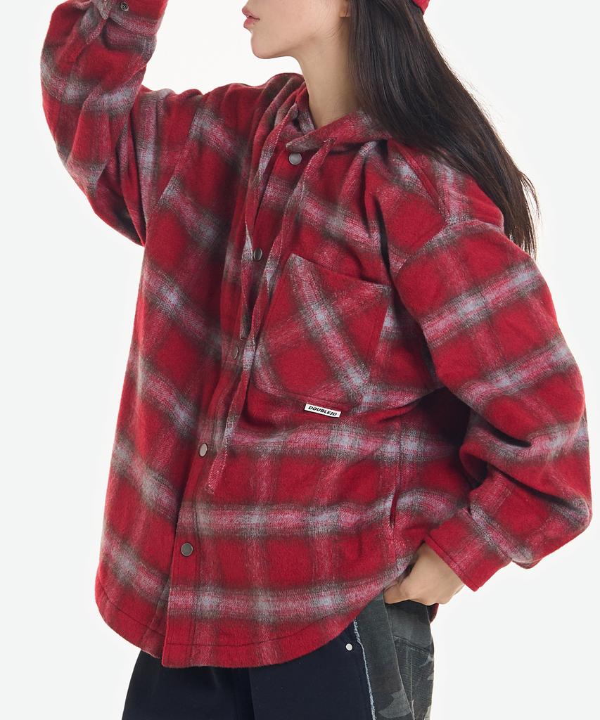 DOUBLE JD Check Shirt Hoodie