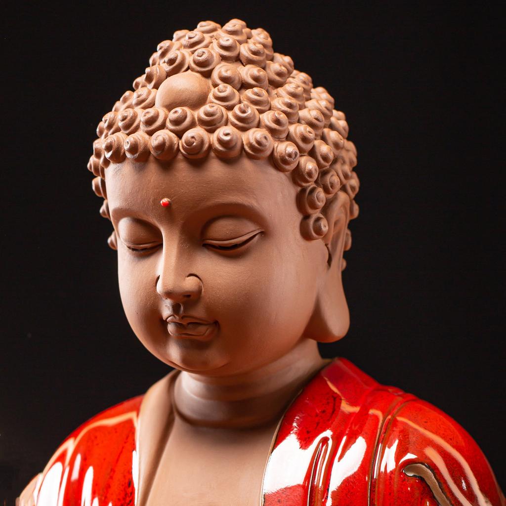 Chinese-style Buddha statue lamp ring decoration, ceramic Sakyamuni, creative entrance hall and Zen-inspired decoration for livi