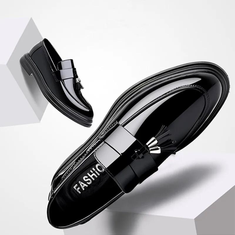 Leather Casual Shoes Men Shoe Metal Buckle Tassel Loafers Black Men's Casual Shoes Formal Shoe for Weddings Parties Shoes