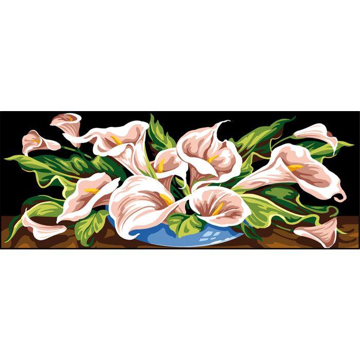 Canevas antique Débordement d'arums 25x60cm