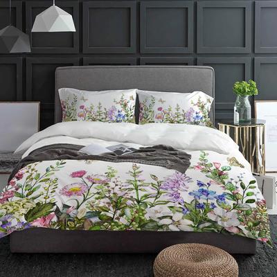 Vintage Watercolor Flower Herb Plant Duvet Cover With Pillow Case Custom 3pcs Bedding Set Quilt Cover Double Bed Home Textile