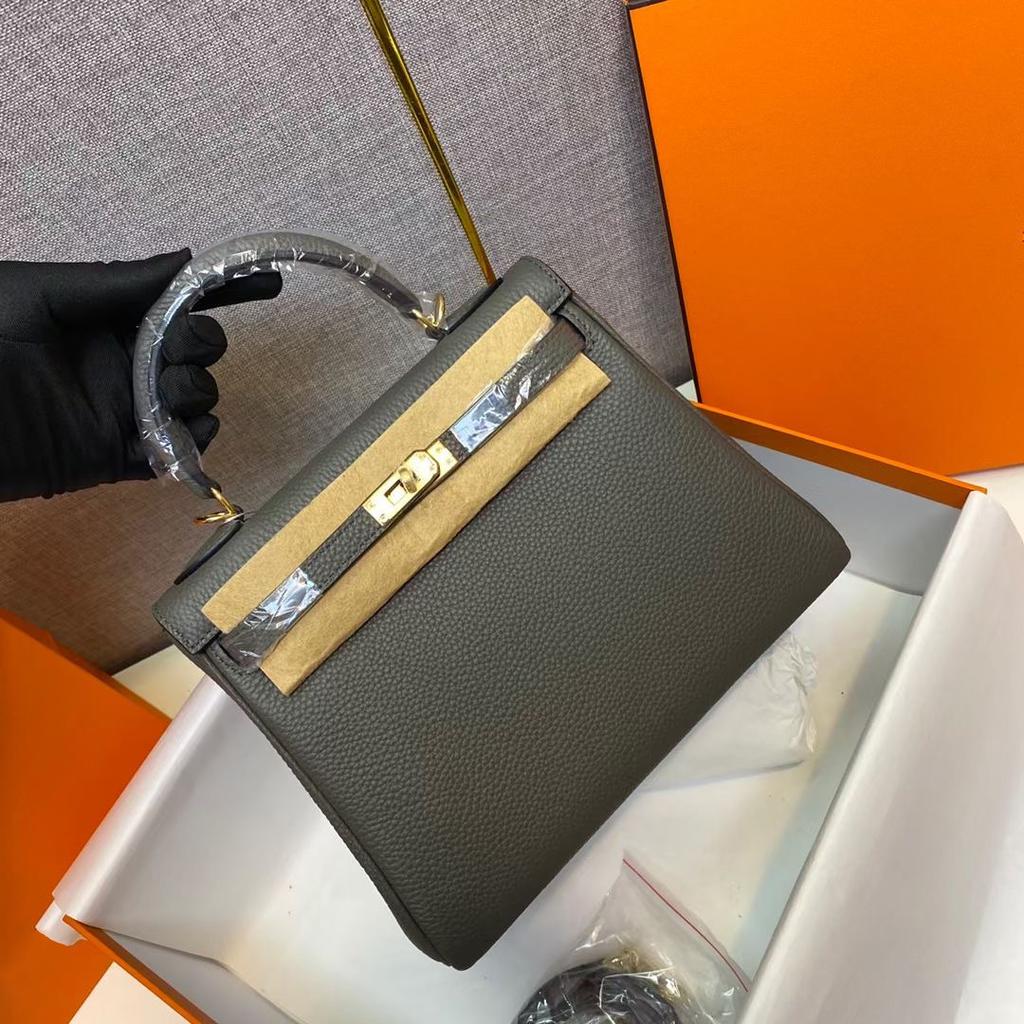 Haute couture leather KL bag 25/28cm lychee Togo top layer cowhide one-shoulder crossbody handbag for women