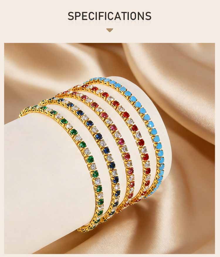 Two Tone Tennis Chain Bracelet 3mm Shiny Zirconia Luxury Bangle Stacking Vacation Wrist Summer Jewelry