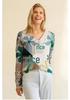 Elegant Bohemian Floral V-Neck Long Sleeve Sweater Pullover