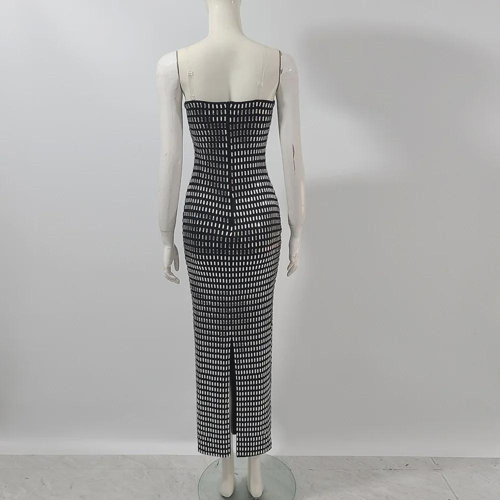 Sparkling Diamond Tube Top Party Dress – Medium-Length Evening Wear