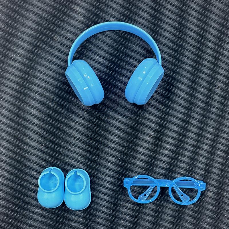 

3 шт./комплект Подходит для кукол 15-17 см Одежда Аксессуары для кукол Мини-очки Обувь Наушники Аксессуары для DIY Детские игрушки Подарки синий