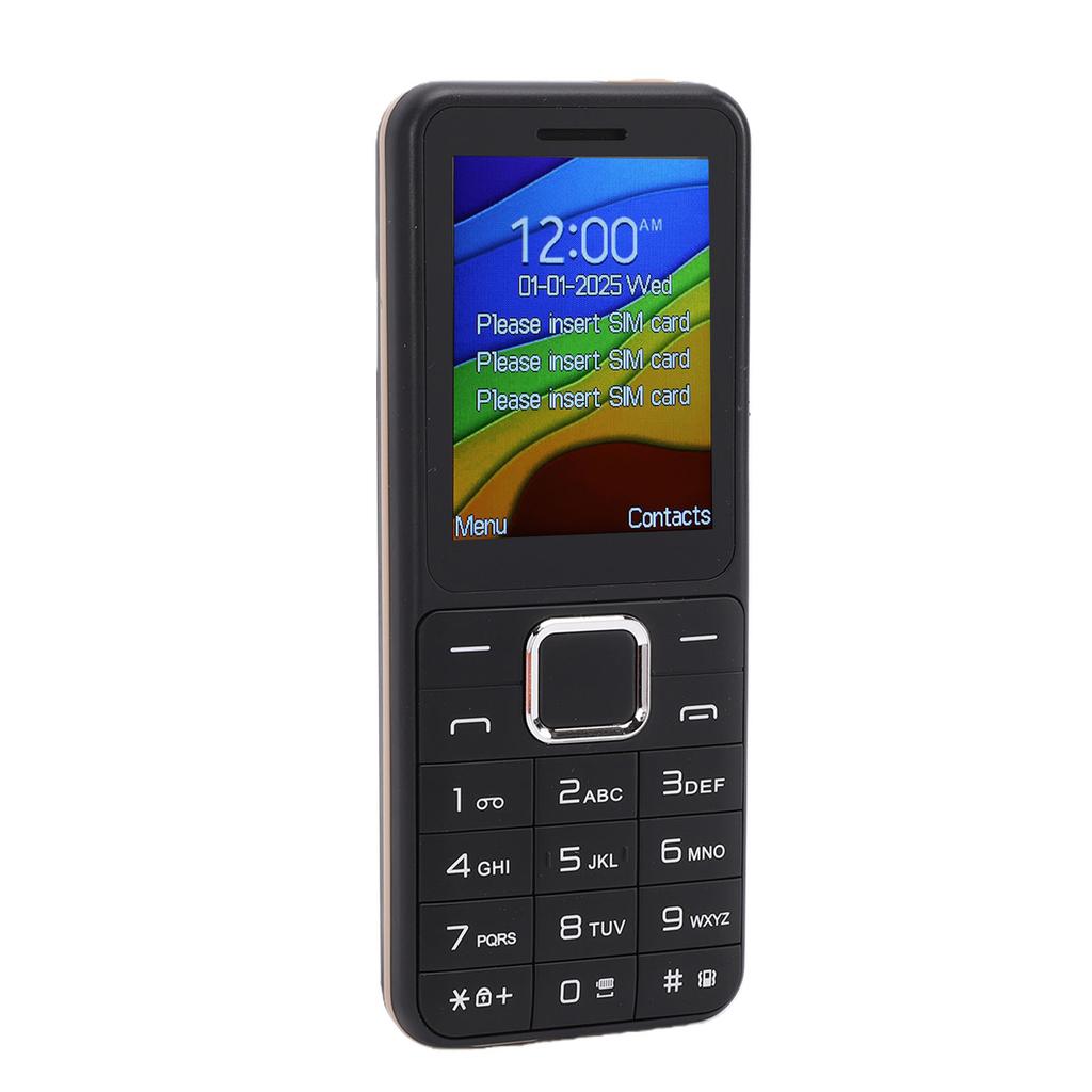 2G Mobilní telefon Bluetooth 4.0 2,4palcový displej Odemčený telefon s velkými tlačítky 3 sloty pro SIM kartu SOS MP3 FM rádio Fotoaparát