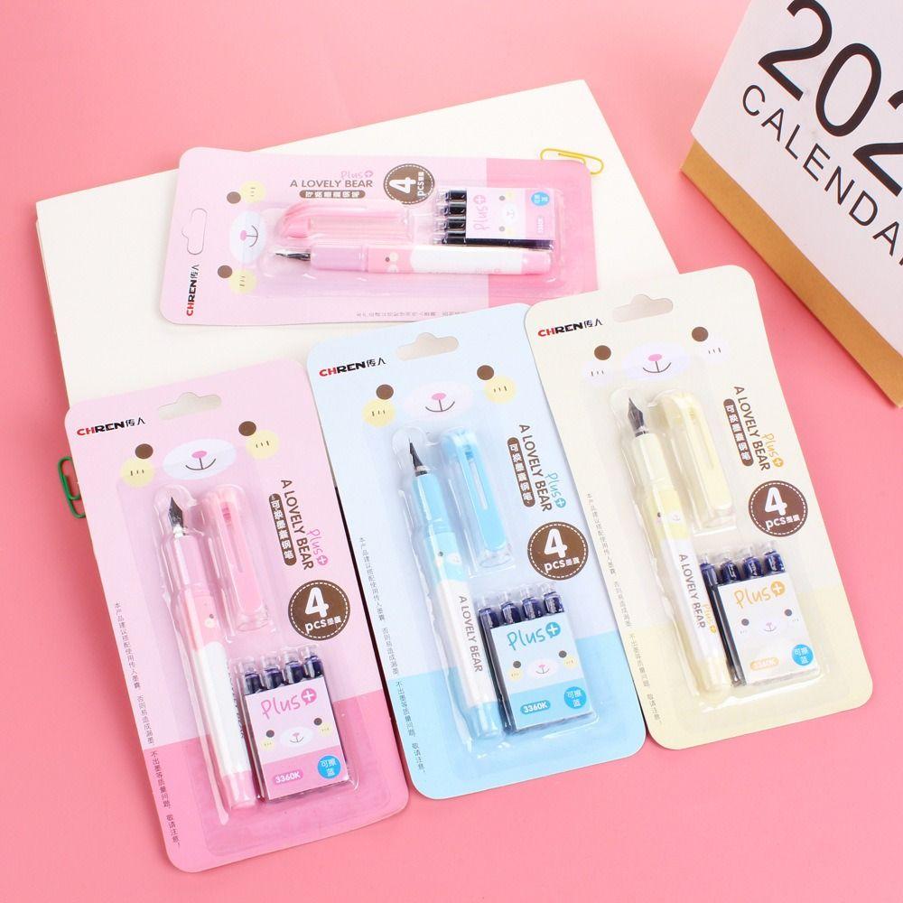 0.38mm Erasable Fountain Pen (1 Pen 4 Ink Sacs 1 Pen Cap) Ink Writing Pen Fountain Pen Set  Office