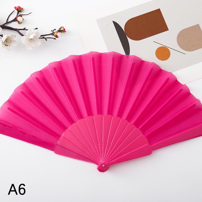 Abanico Plegable Liso de Tela de Seda de 7 Pulgadas Abanico de Varillas de Plástico Abanico de Danza China Color Sólido Taichi Ejercicio Matutino DIY Adornos para el Hogar