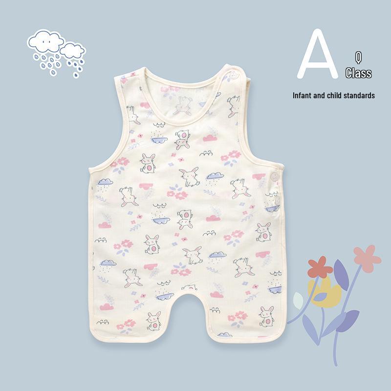 Bavoir d'été mignon Tao Baby en coton à demi-dos et leggings fins protecteur de ventre pour nouveau-nés
