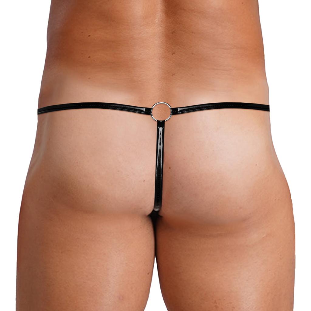 Per Uomo G-string Lucido Perizoma Vita Sottile Tasca Sporgente Anello a O Dorso a T Slip