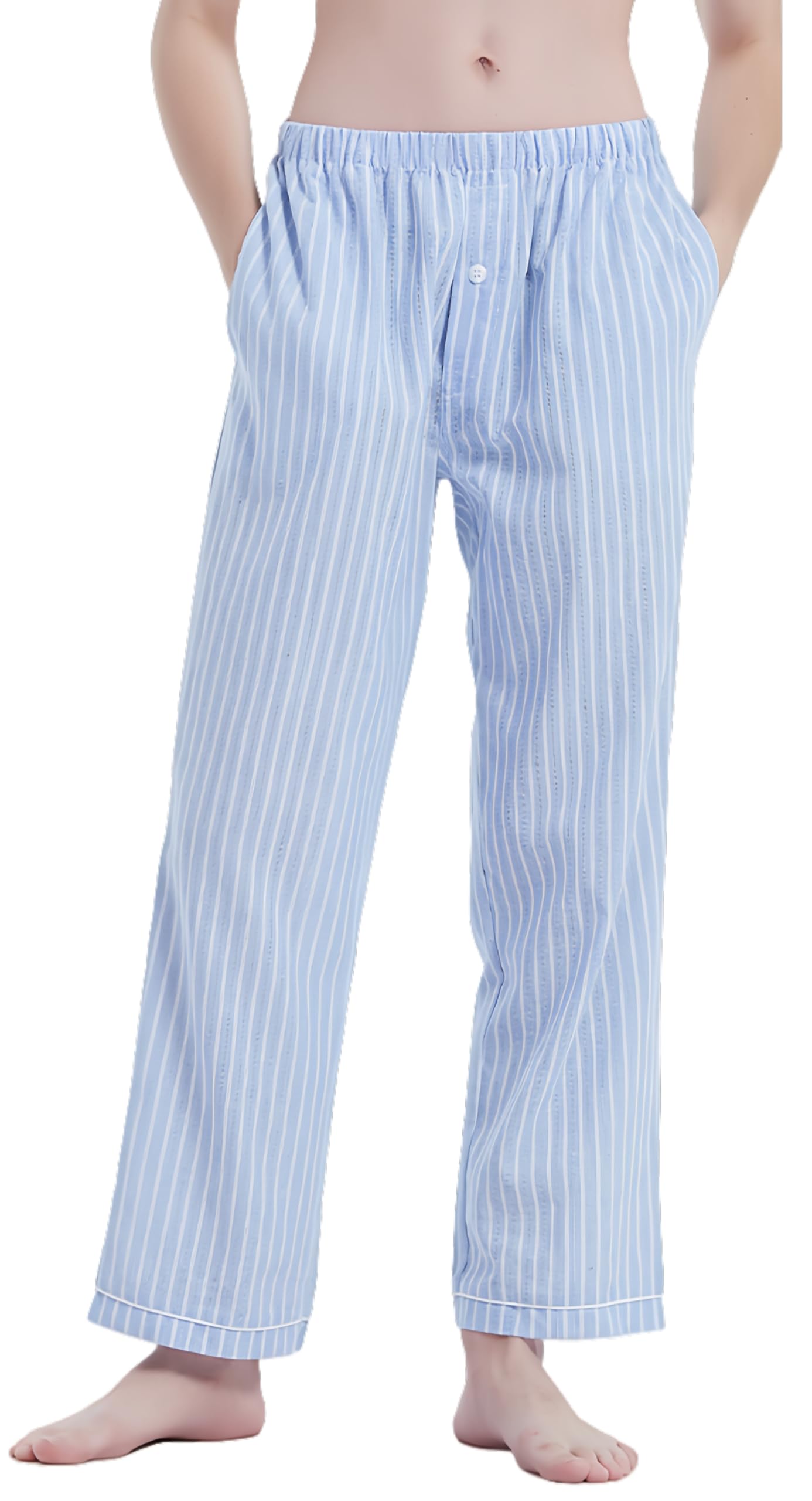 

Хлопковая пижама для дома, Органическая, Расслабляющая, Идеально подходит для и Осени [HOME WAY] Мужские 100% Брюки, Легкие, С открытой передней частью, Хлопок, Приятные для кожи, синий