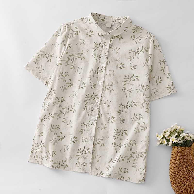 New Summer Style Yuanbao Collar Loose Printed Women s Lapel Shirt Medium